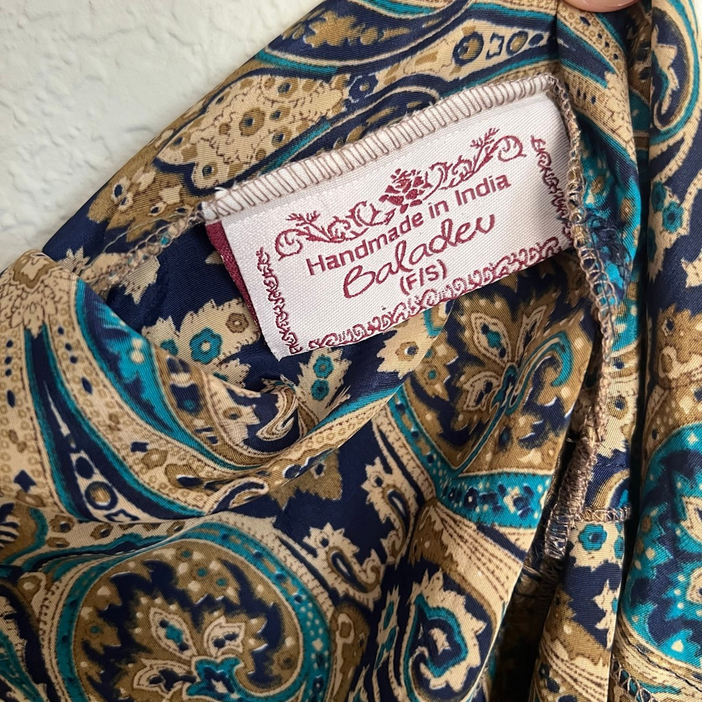 Women's Navy & Beige Paisley Backless Mini Dress S Viscose - Picture 7 of 8